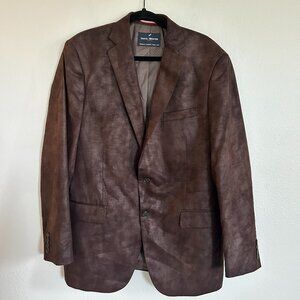 Daniel Hechter Sport Coat 42L Brown Faux Suede Blazer Jacket Double Vent
